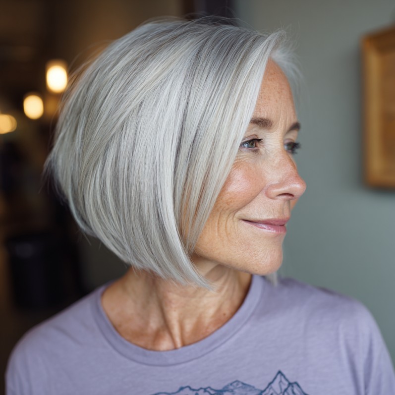 Modern Silver A-Line Bob with Subtle Texture
