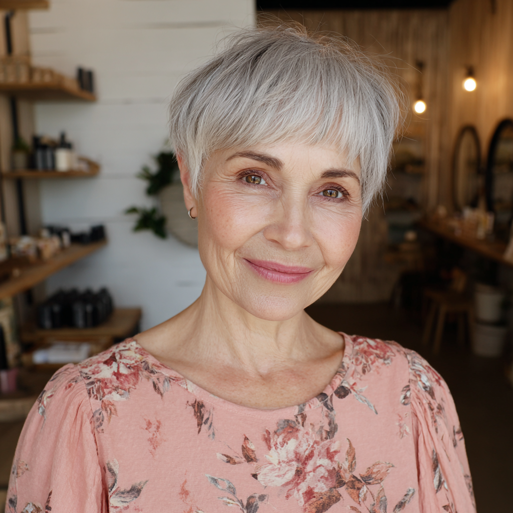 Modern Soft Textured Pixie Cut with Baby Bangs