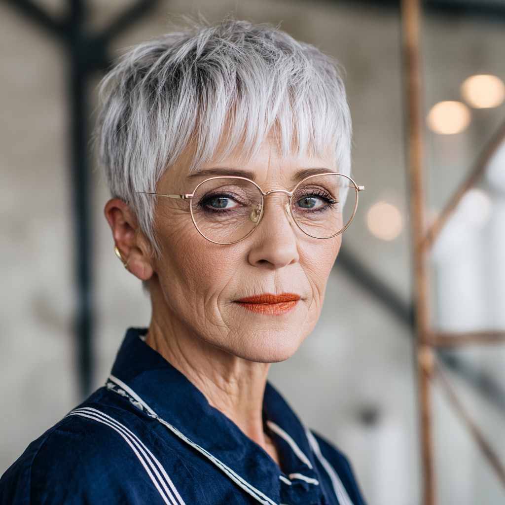 Modern Textured Silver Pixie Cut