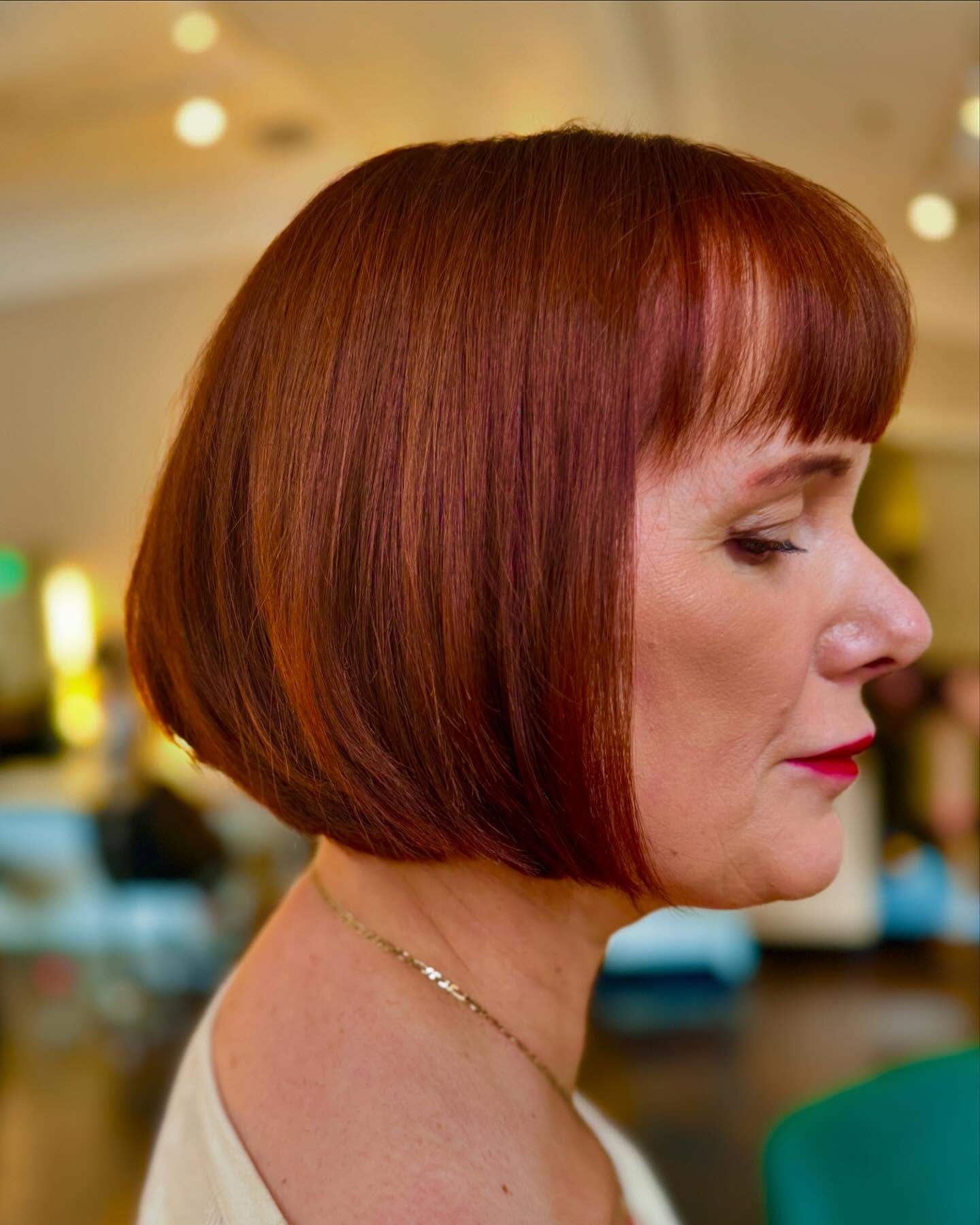Radiant Copper Bob with Soft Fringe