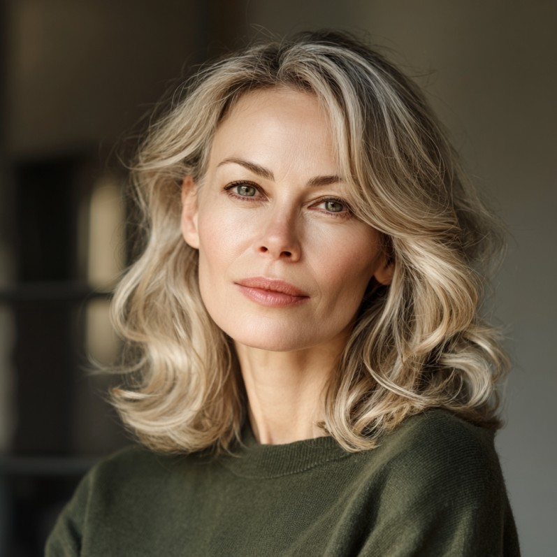 Soft Beachy Waves with Subtle Blonde Highlights