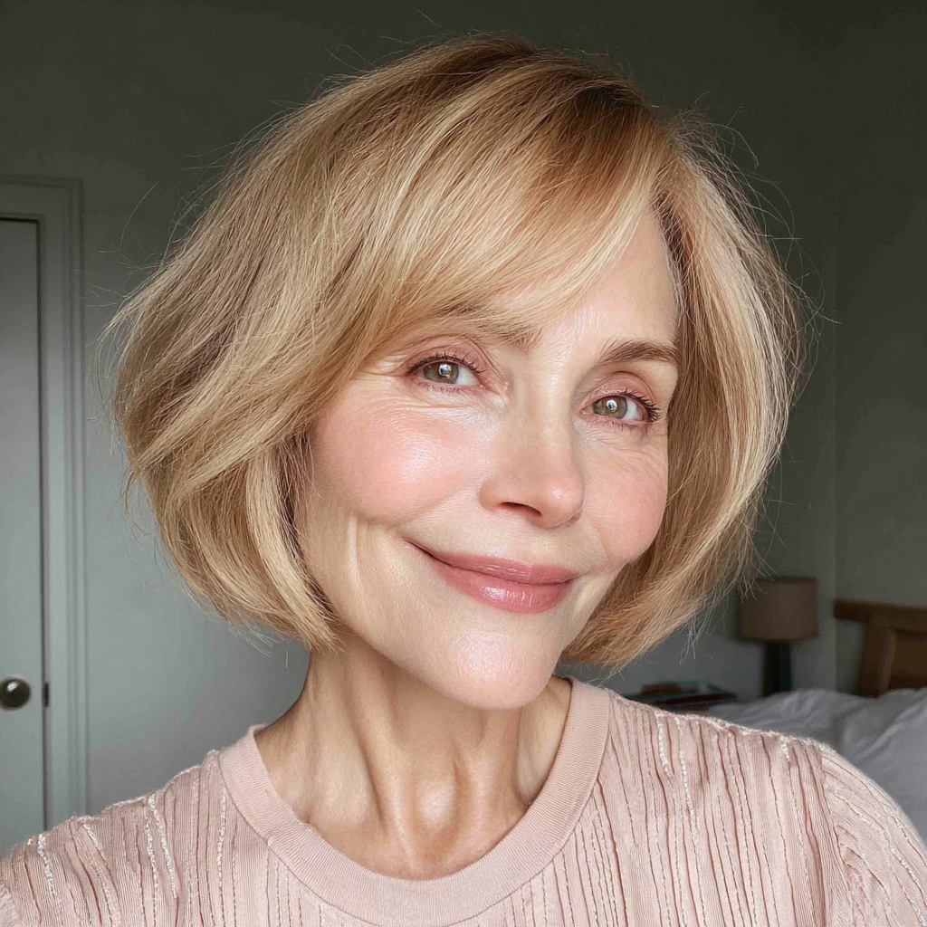 Soft Layered Blonde Bob with Face-Framing Highlights