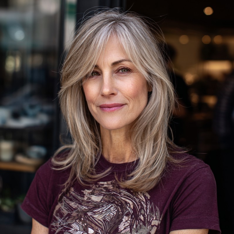 Soft Layered Blonde Highlights with Face-Framing Pieces