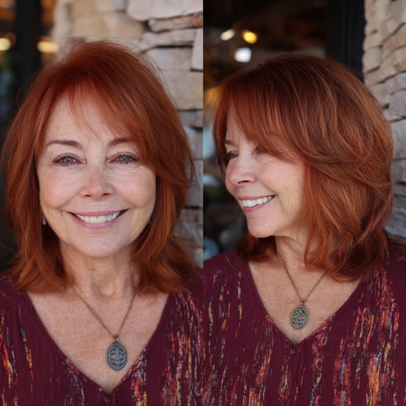 Soft Layered Red Hair with Face-Framing Details