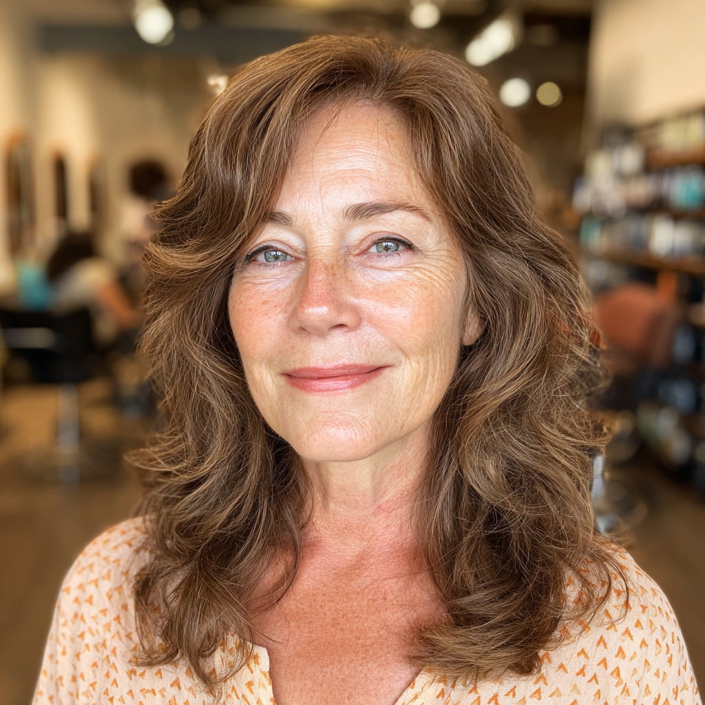 Softly Layered Warm Brown Hair with Flattering Volume