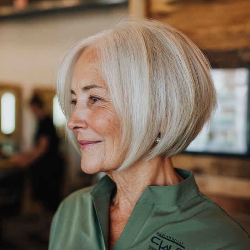 Stylish Silver A-Line Bob with Subtle Layering