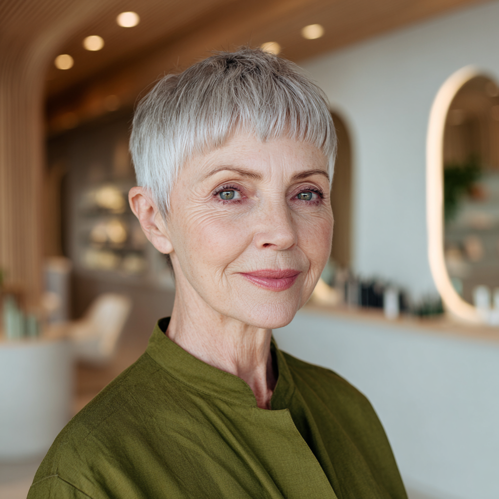 Stylish Textured Silver Cut with Soft Baby Bangs