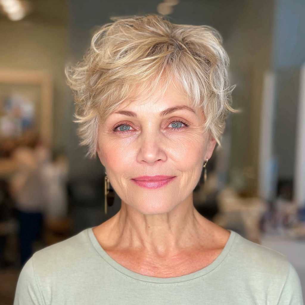Stylish Textured Silver Pixie Cut with Soft Waves