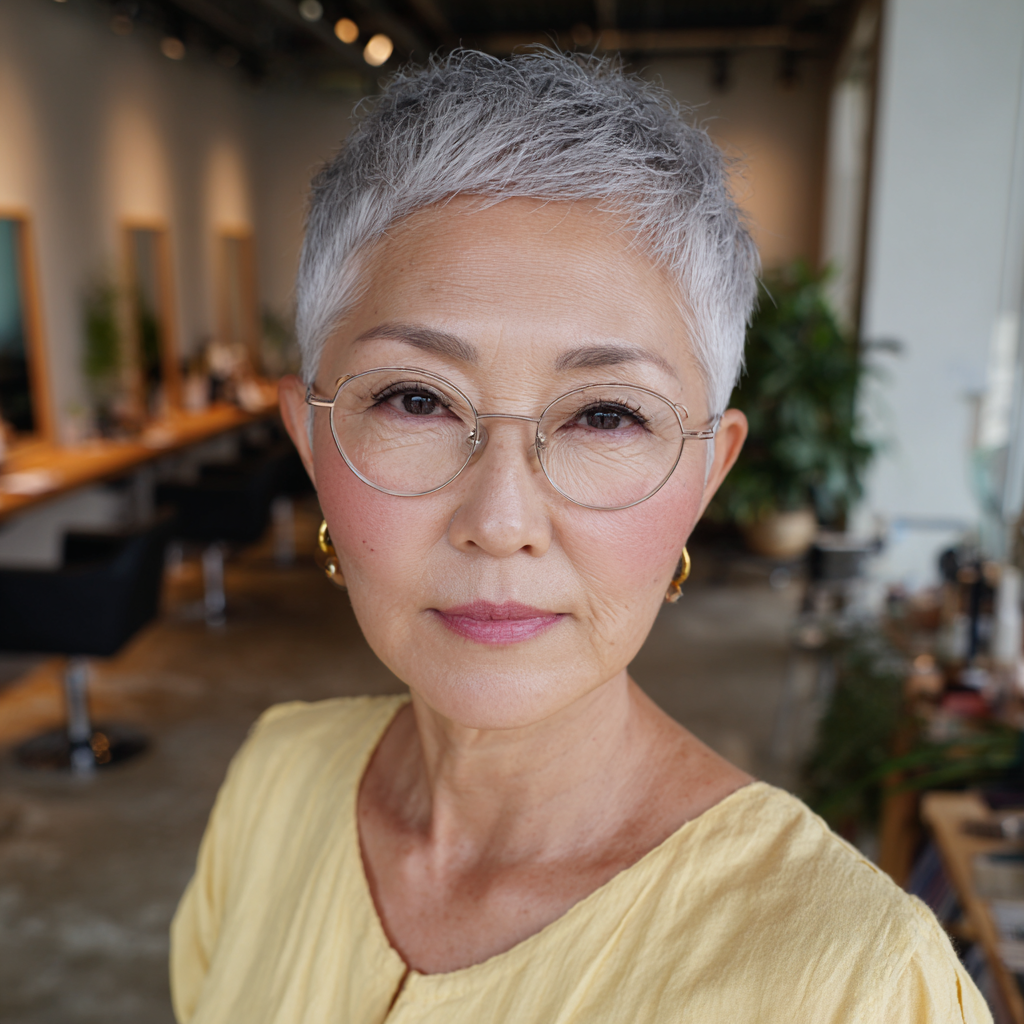 Stylish Textured Silver Pixie with Defined Layers