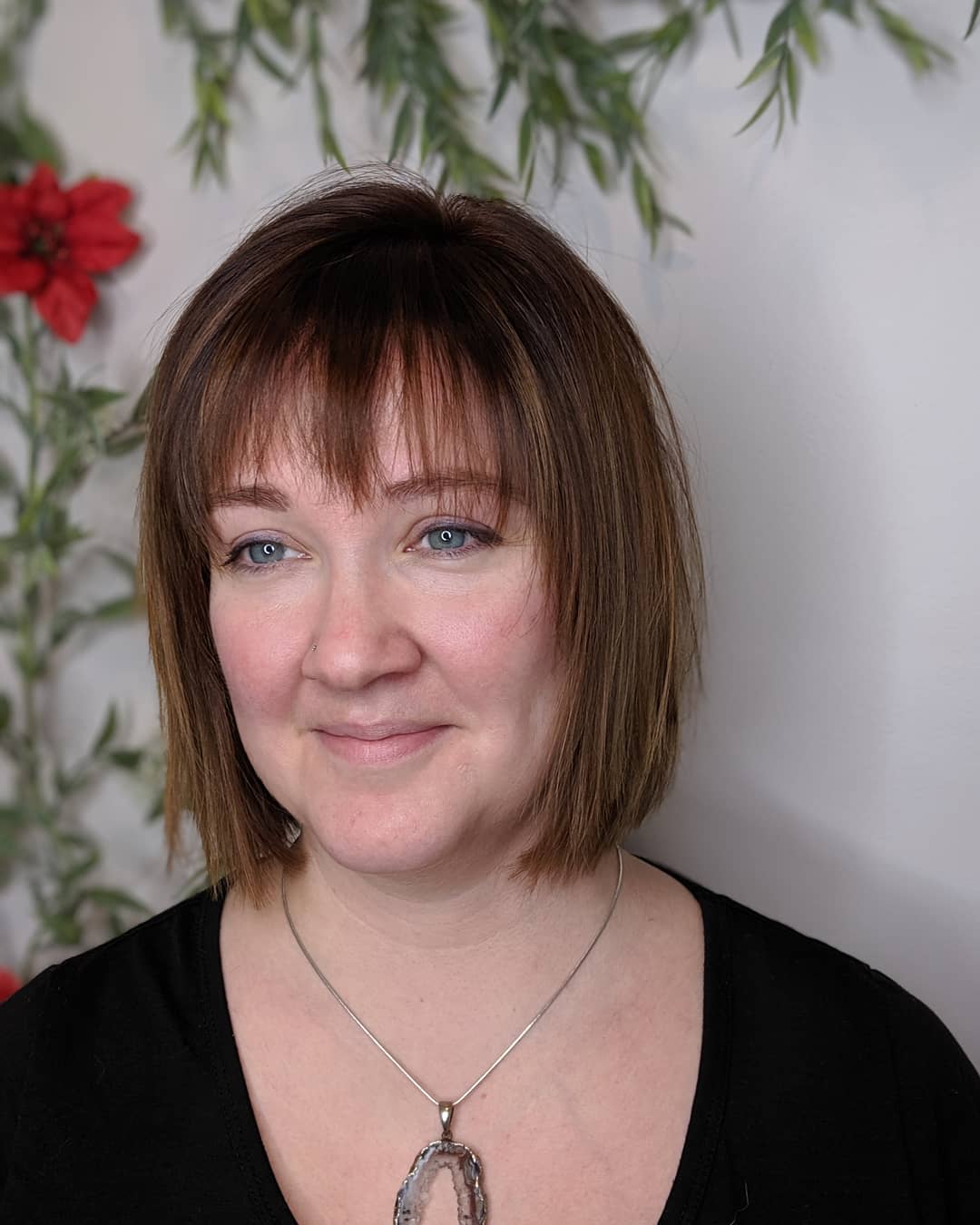 Textured A-Line Bob with Soft Choppy Bangs