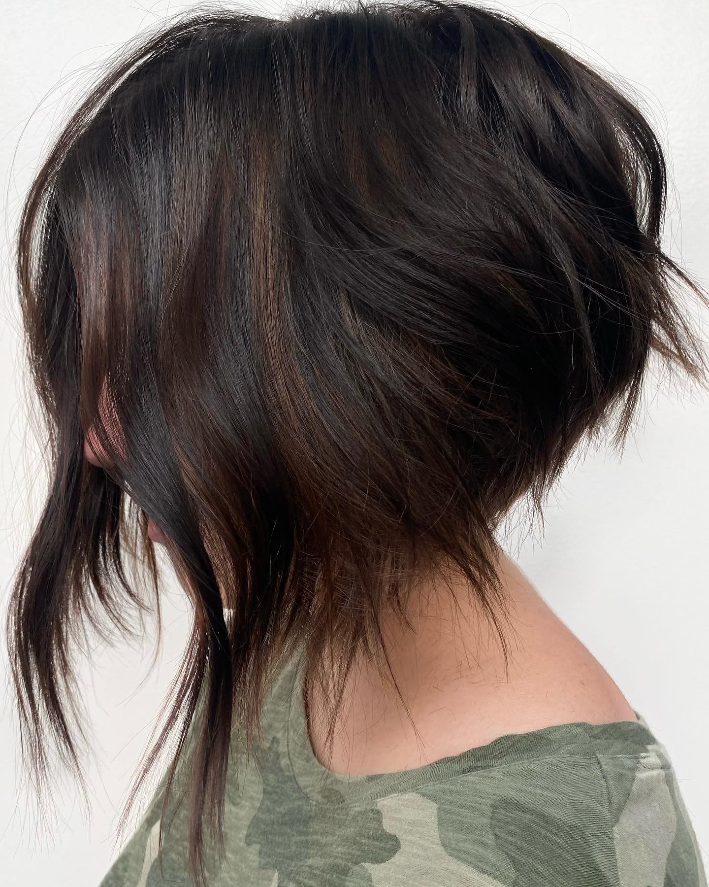 Textured Angular Bob with Wispy Layers