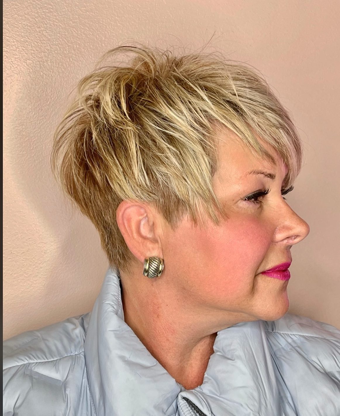 Textured Ash Blonde Pixie with Wispy Layers