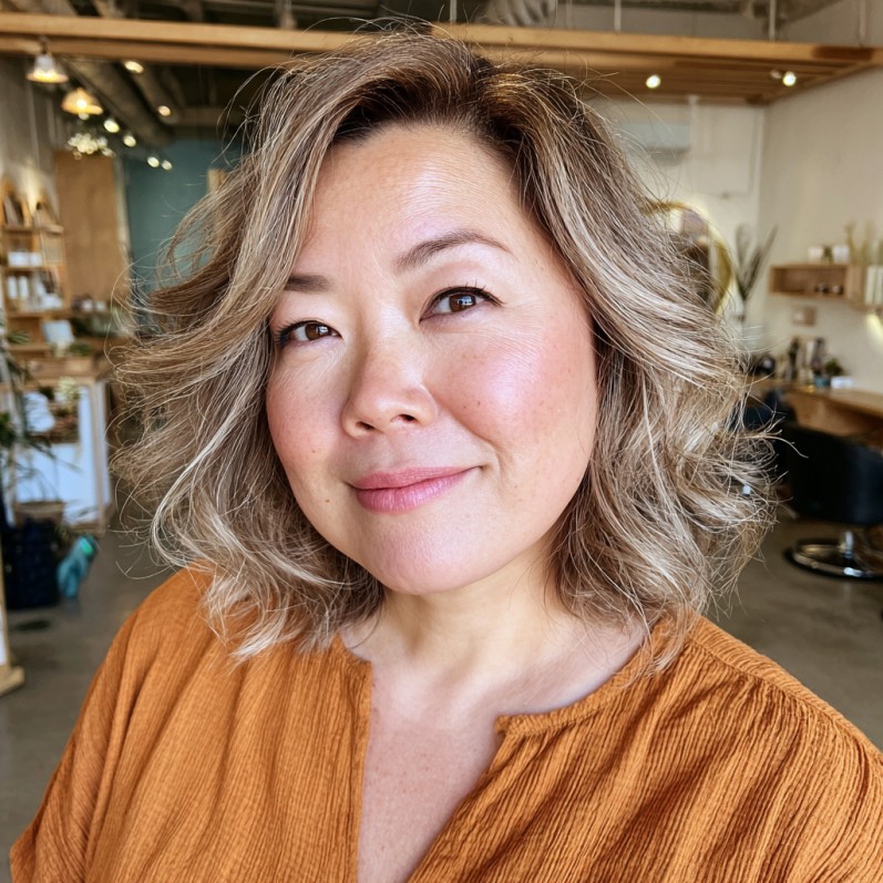 Textured Bob with Soft Blonde Highlights