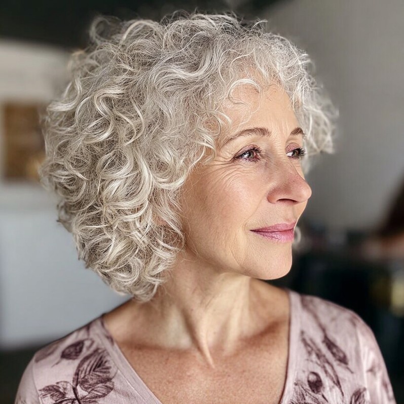 Textured Curly A-Line Bob with Soft Layers