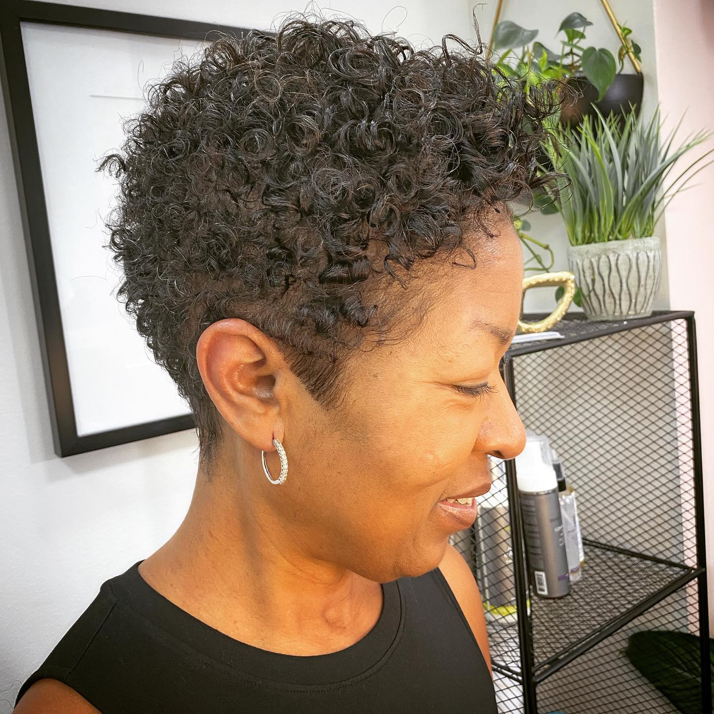 Textured Curly Crop with Tapered Sides