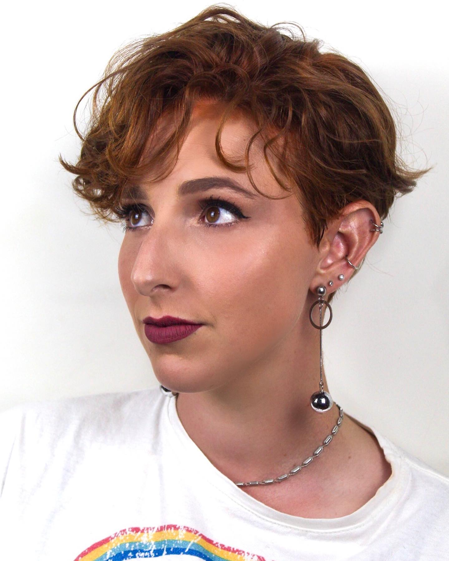 Textured Curly Pixie with Lively Volume