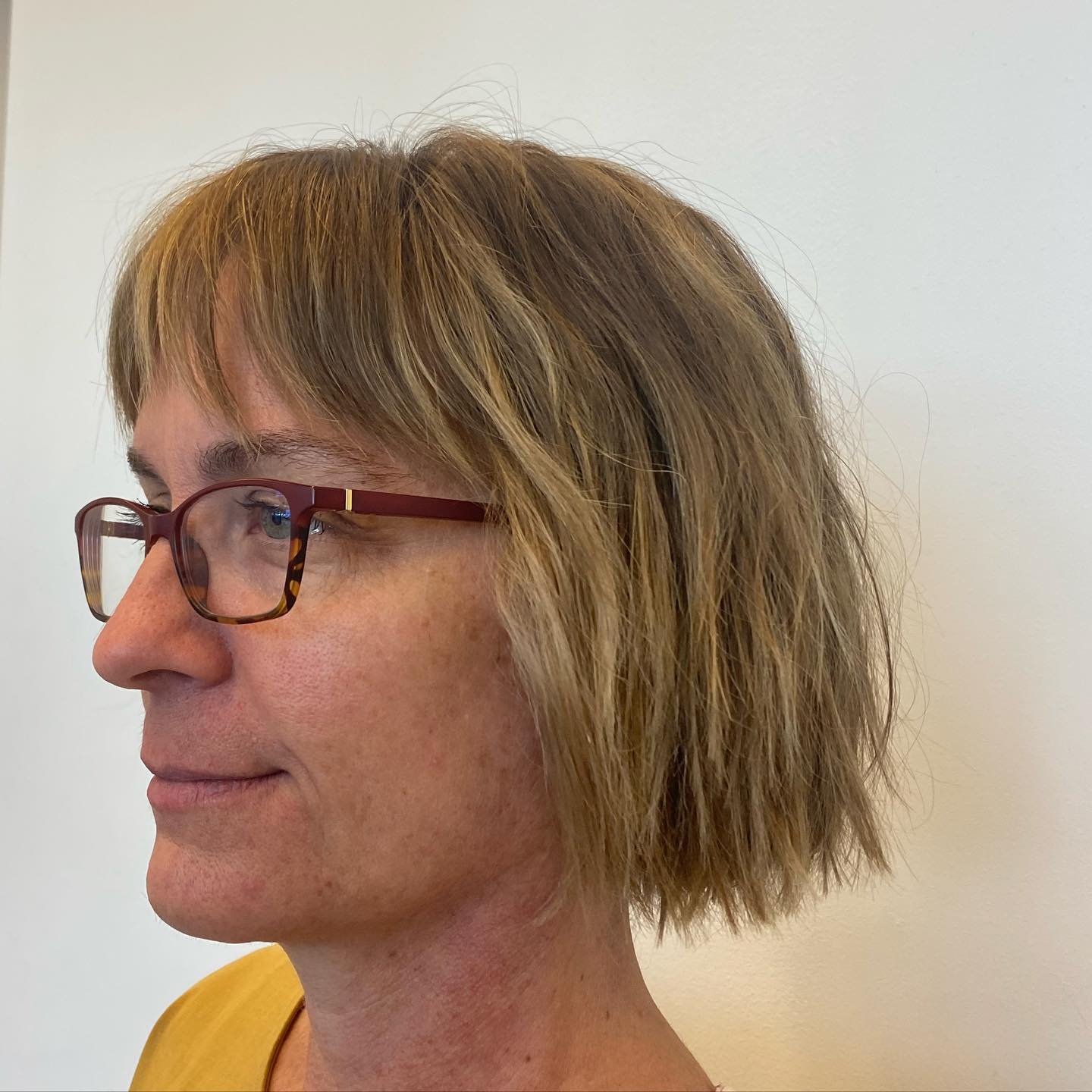 Textured Golden Bob with Subtle Fringe