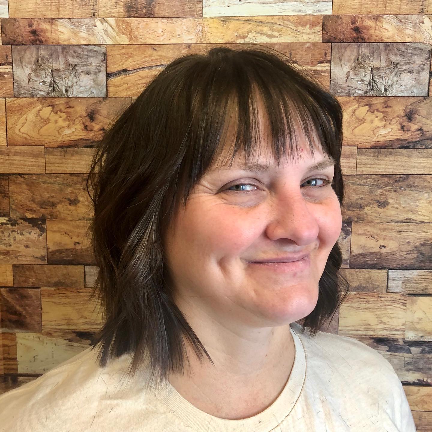 Textured Lob with Soft Choppy Bangs