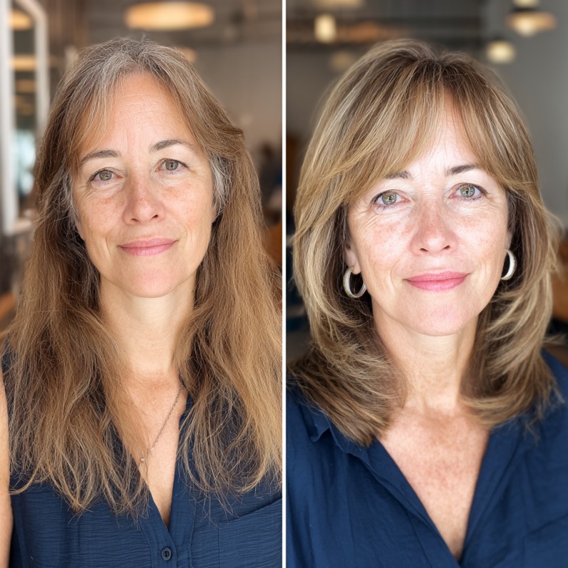 Textured Long Layers with Blonde Highlights