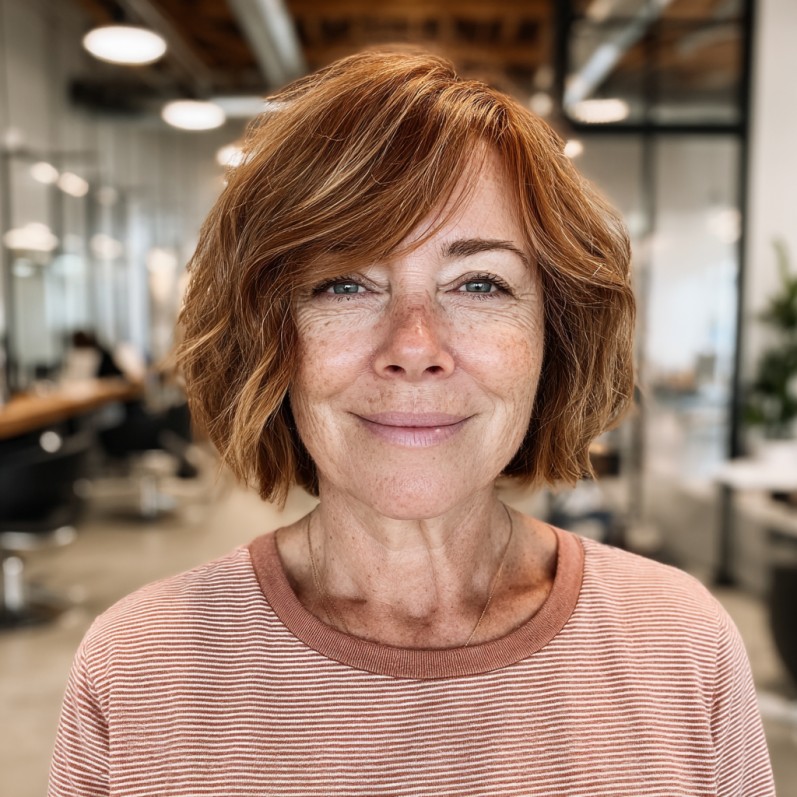 Textured One-Length Bob with Soft Waves