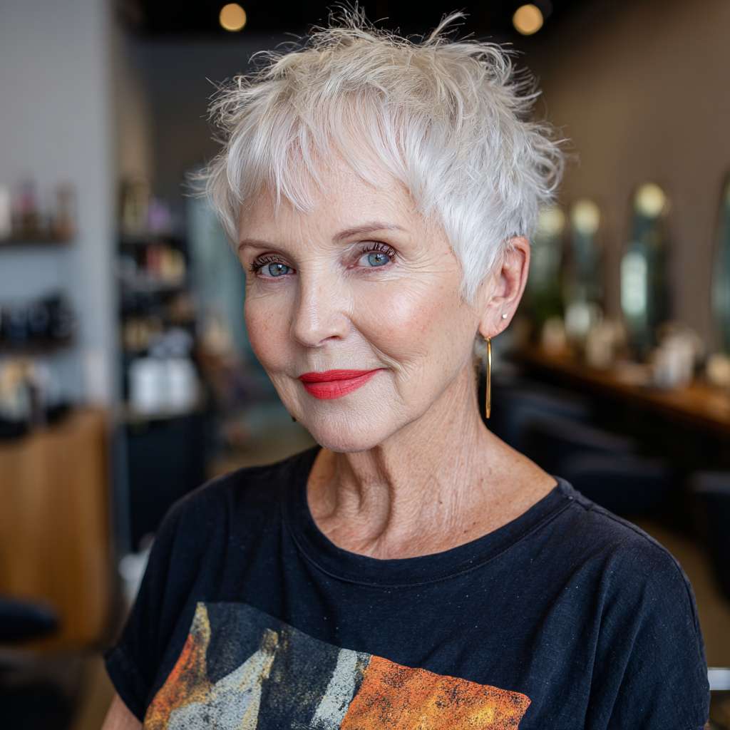 Textured Platinum Pixie with Playful Volume