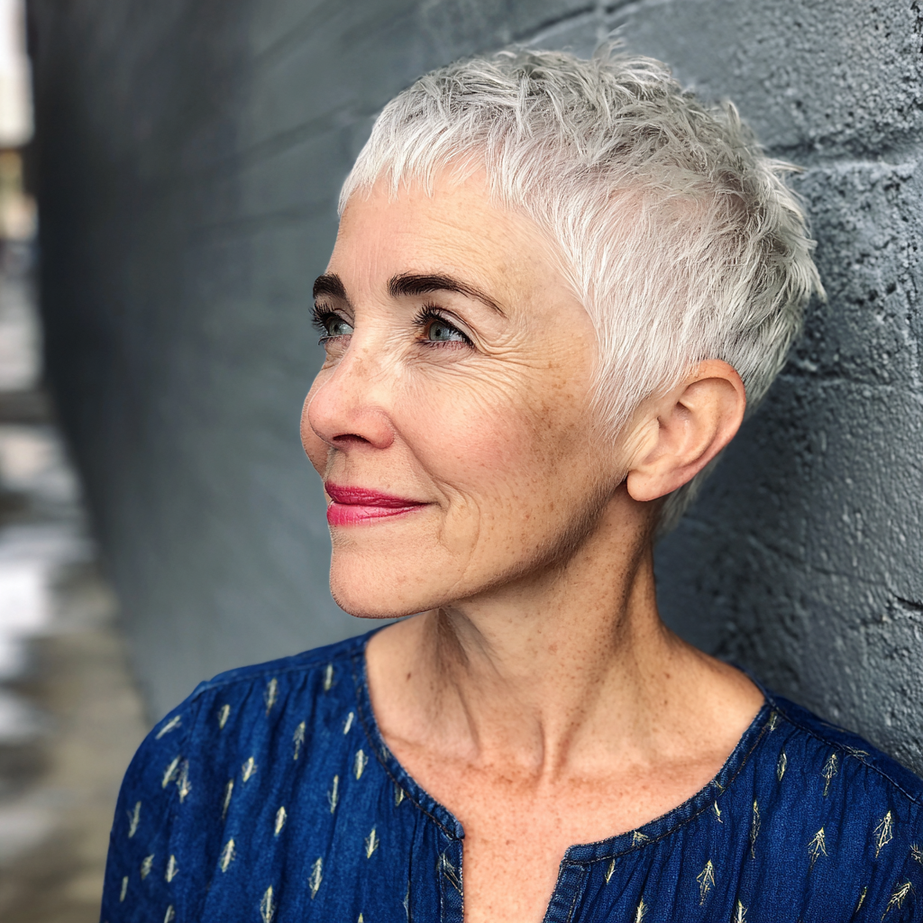 Textured Short Crop with Subtle Baby Bangs
