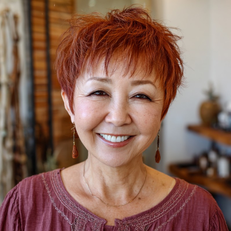 Textured Short Red Hair with Lively Layers
