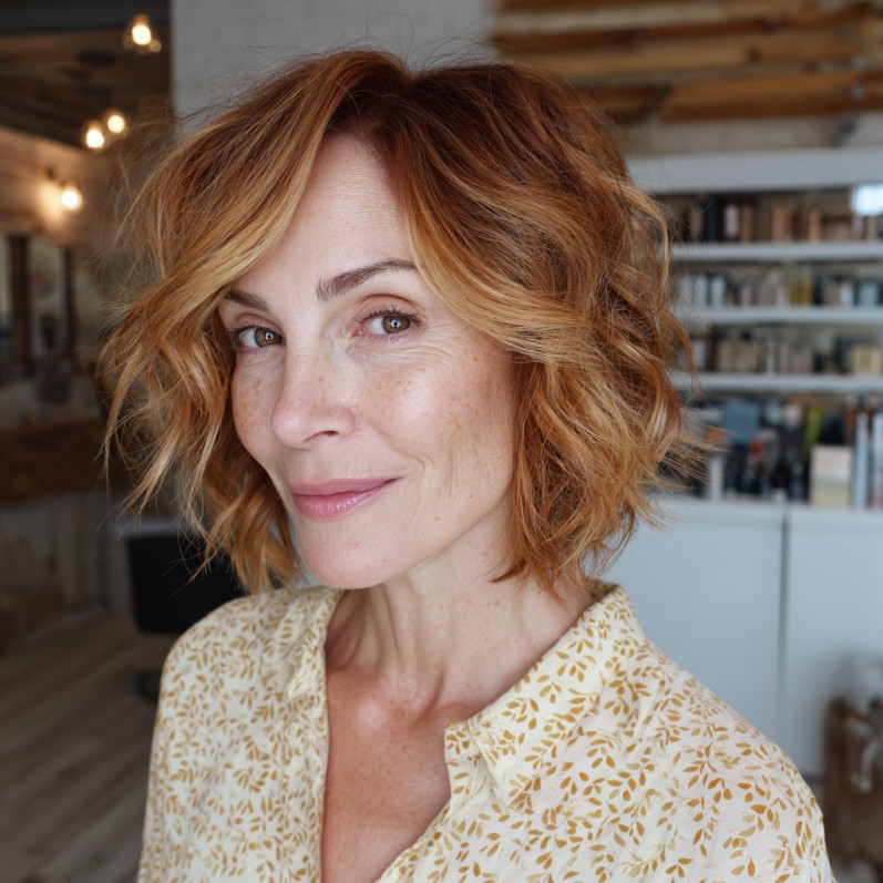 Textured Short Red Hair with Soft Waves