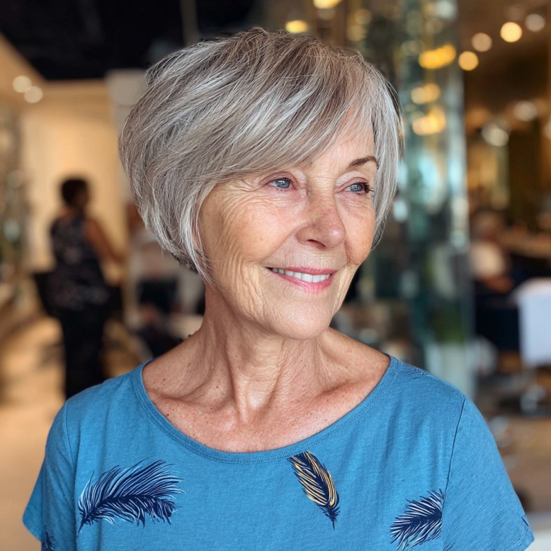 Textured Silver A-Line Bob with Soft Movement