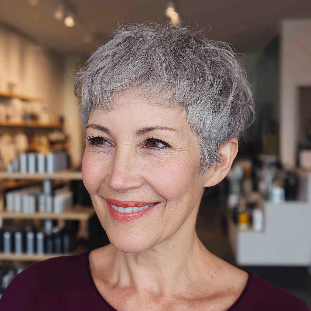 Textured Silver Pixie with Playful Volume