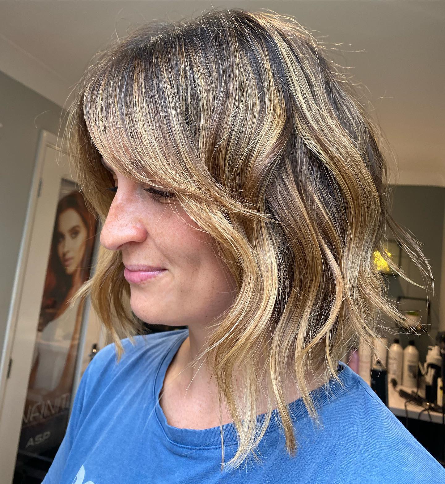 Textured Wispy Bob with Sun-Kissed Highlights