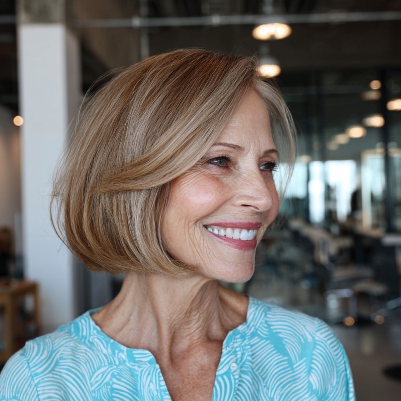 Timeless One-Length Bob with Soft Face Framing
