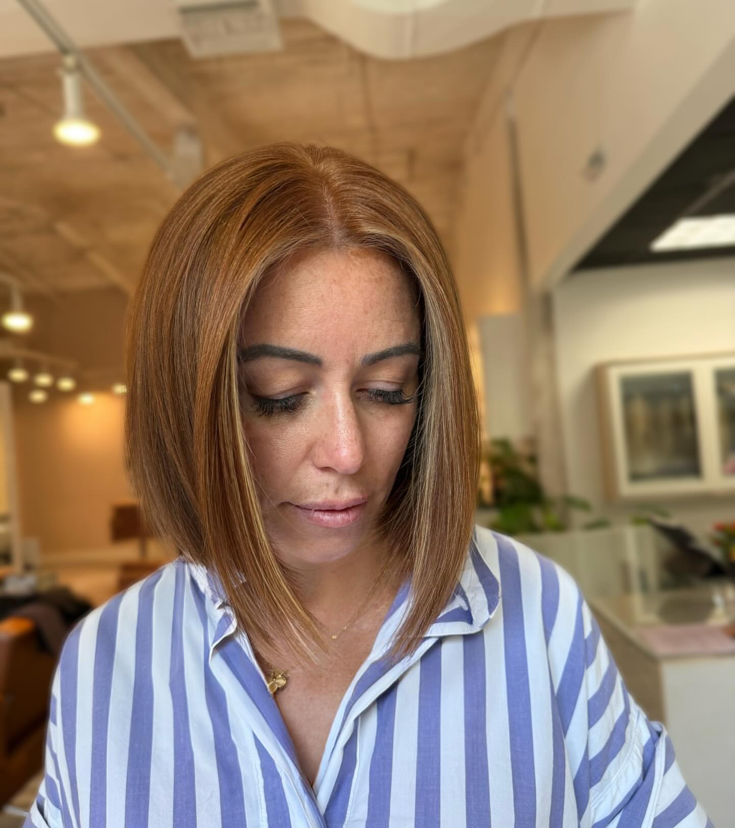 Warm Copper Angular Bob with Sleek Finish