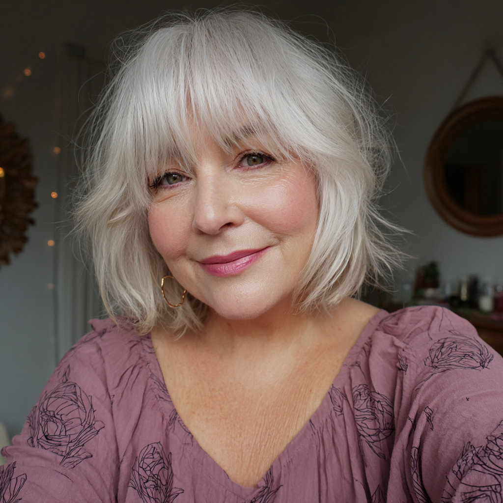 Chic Textured Bob with Soft Bangs