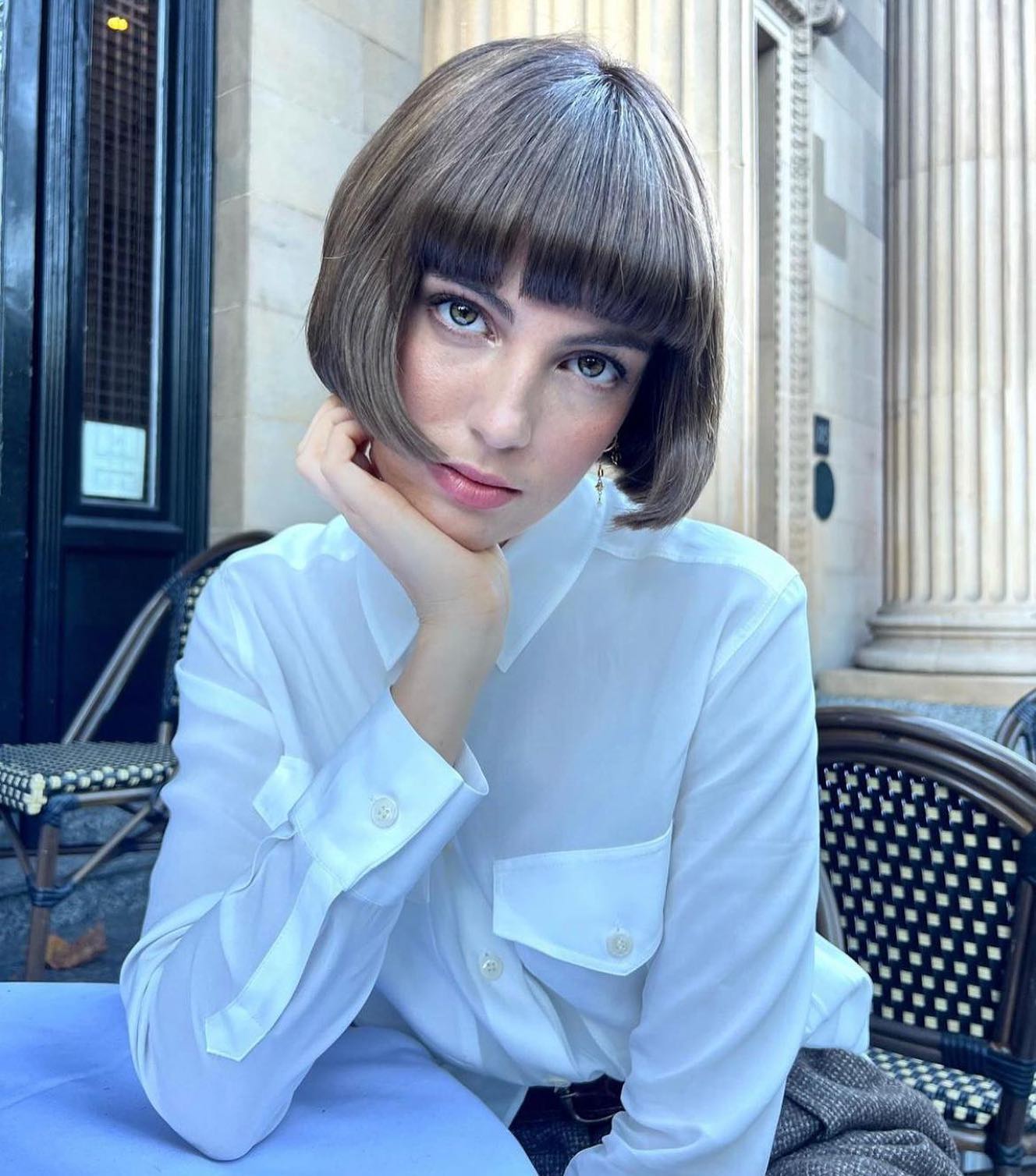 Sleek Blunt Pageboy Bob with Straight Fringe