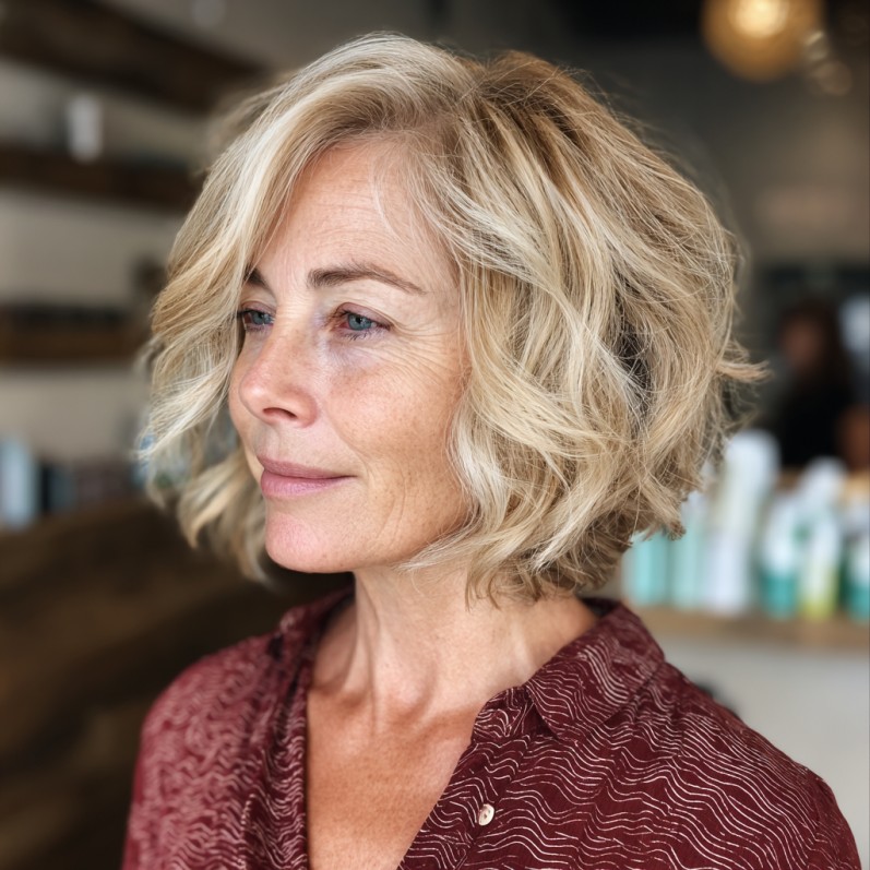 Chic Textured A-Line Bob with Soft Waves