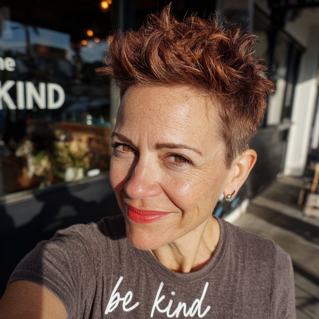 Bold Textured Short Spiky Cut with Warm Copper Tones