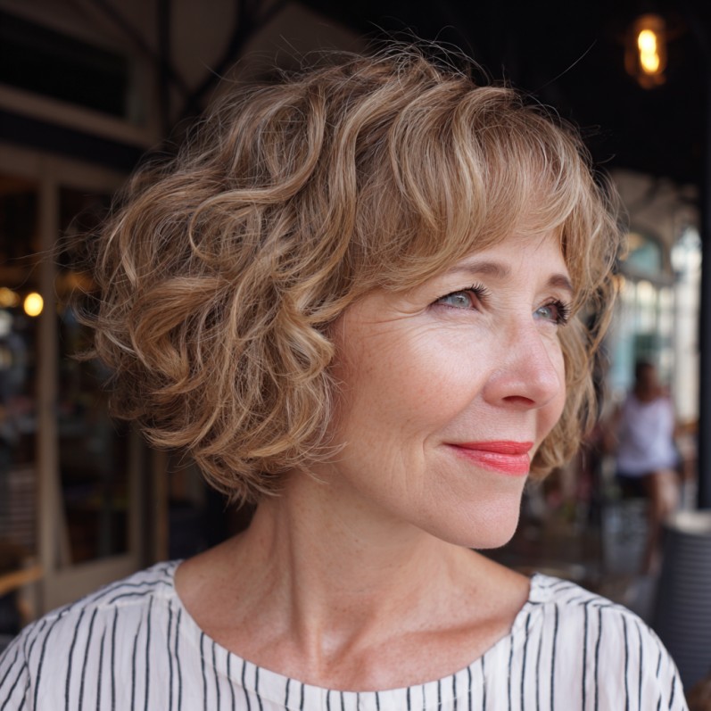 Charming Short Curly Cut with Face-Framing Layers