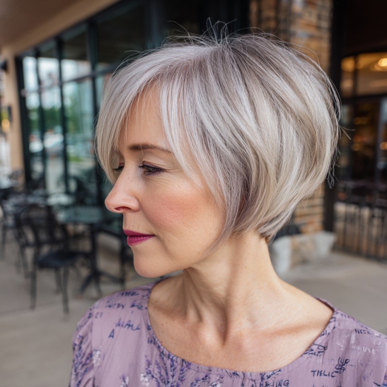Chic Ash Blonde A-Line Bob with Subtle Layers