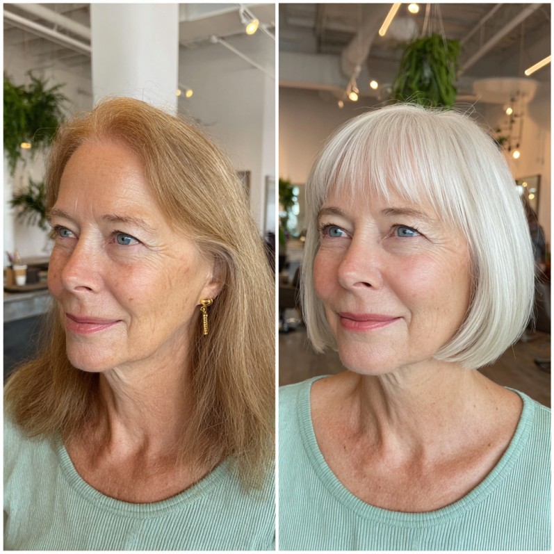 Chic Blunt Bangs with Modern Bob Cut
