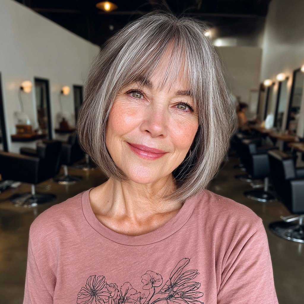 Chic Blunt Bob with Soft Layered Bangs