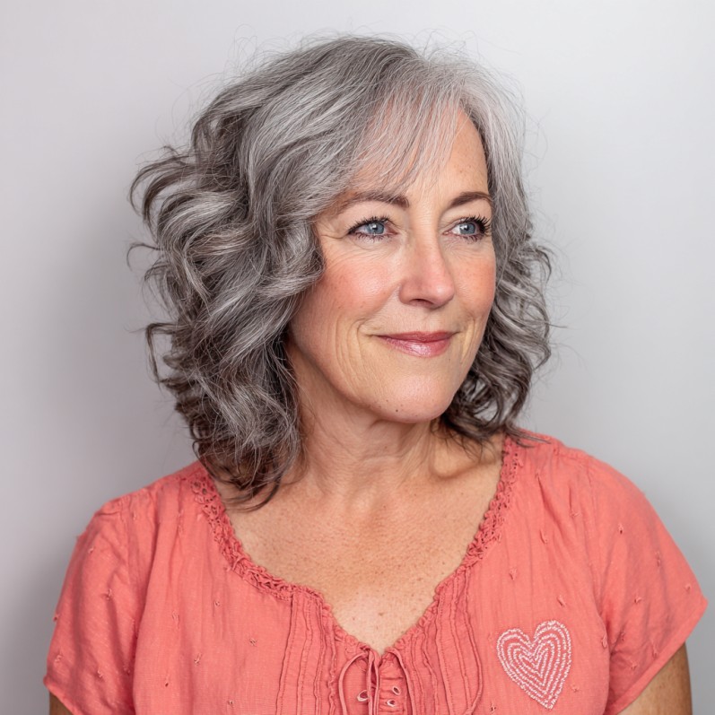 Chic Curly Asymmetrical Bob with Soft Layers