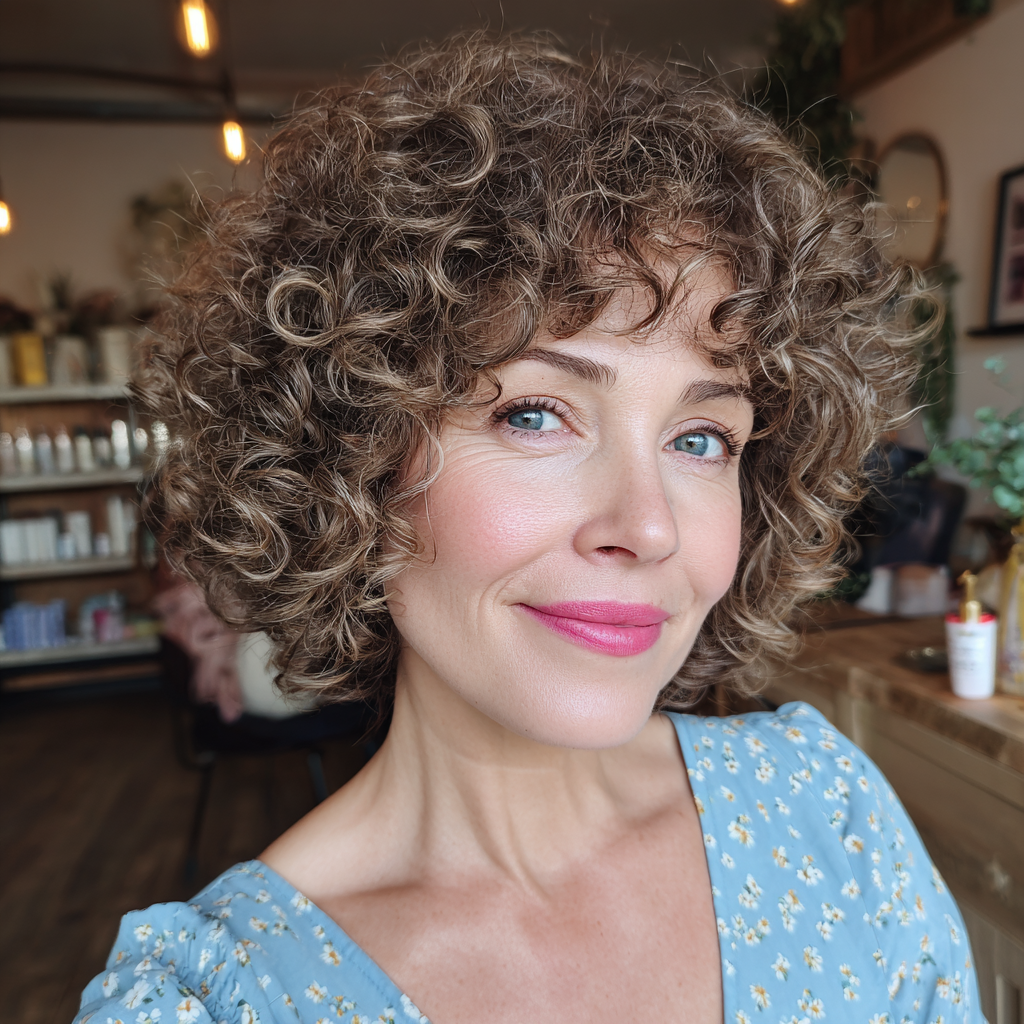 Chic Curly Bob with Soft Layers