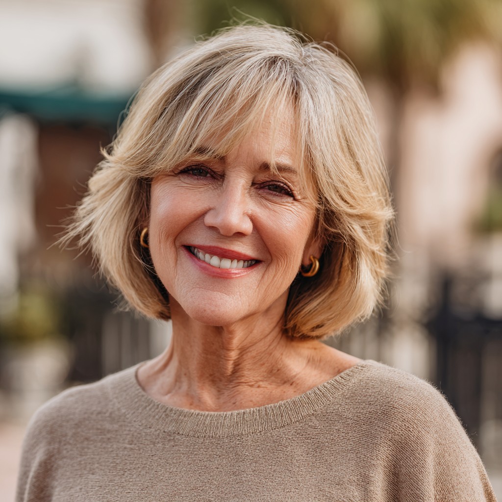 Chic Layered Bob with Bright Blonde Highlights