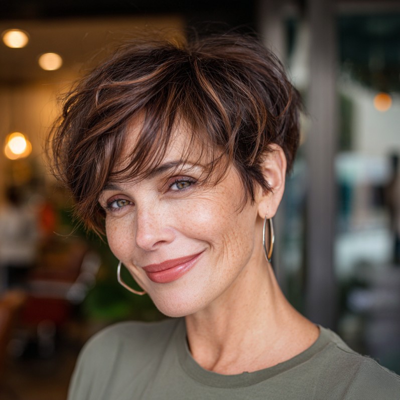 Chic Layered Pixie Cut with Textured Bangs