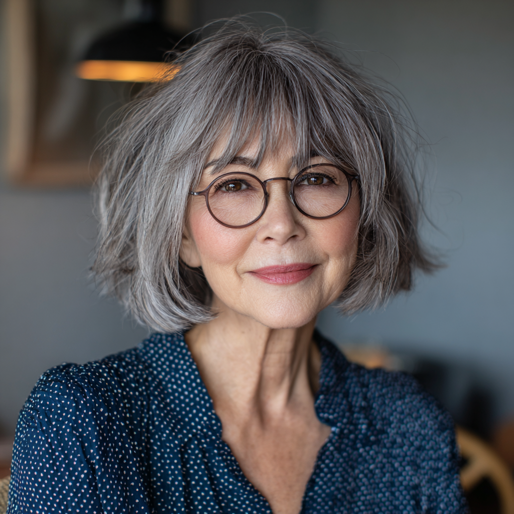 Chic Layered Shaggy Bob with Bangs