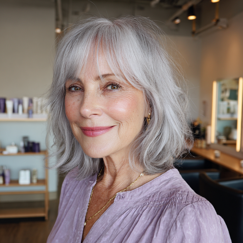 Chic Layered Shaggy Bob with Face-Framing Bangs