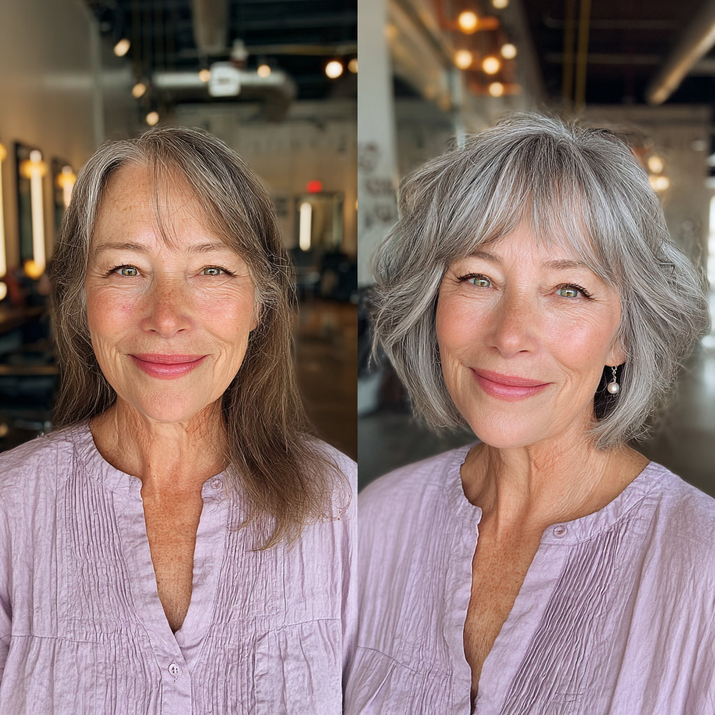 Chic Layered Shaggy Bob with Textured Bangs