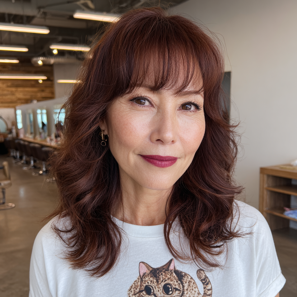 Chic Layered Vintage Waves with Soft Bangs