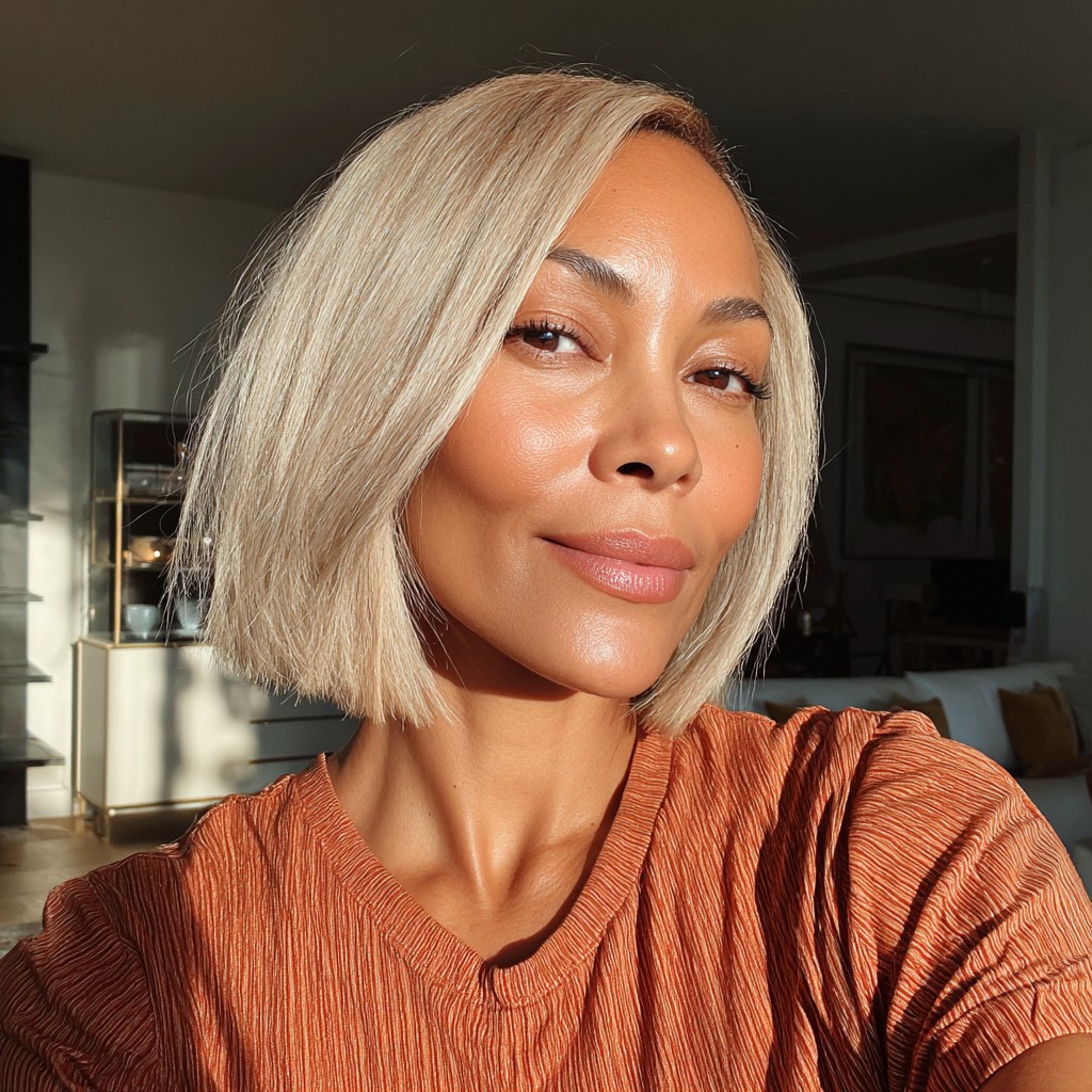 Chic Light Blonde Blunt Bob with Soft Texture